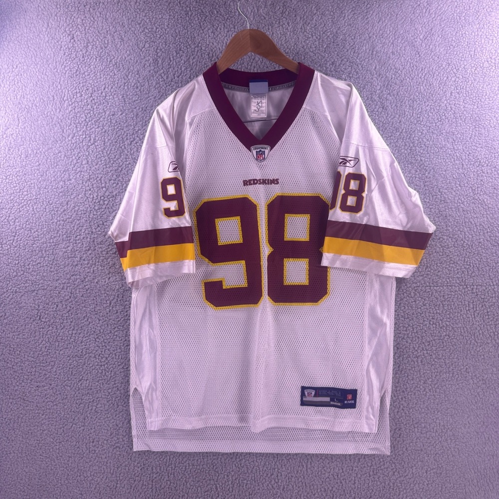 Reebok NFL Washington Redskins Brian Orakpo 98 Jersey Mens Large White Mesh